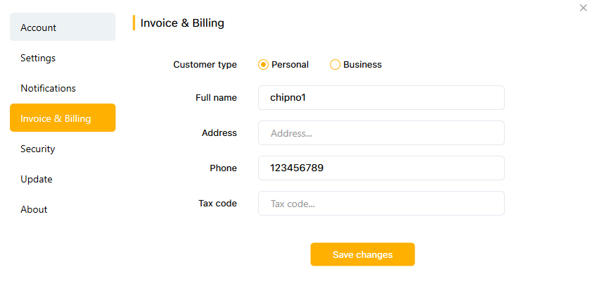 Chip Render - Invoice and Billing setting